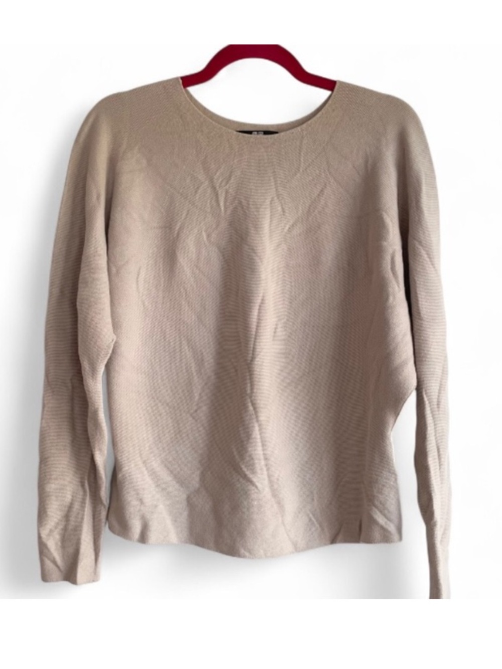 Uniqlo Beige 100% Cotton Dolman Sleeve Knit Sweater Size L